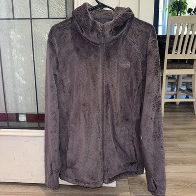 The North Face gray Jacket Full Zip Fluffy Fleece Womens Size large 
