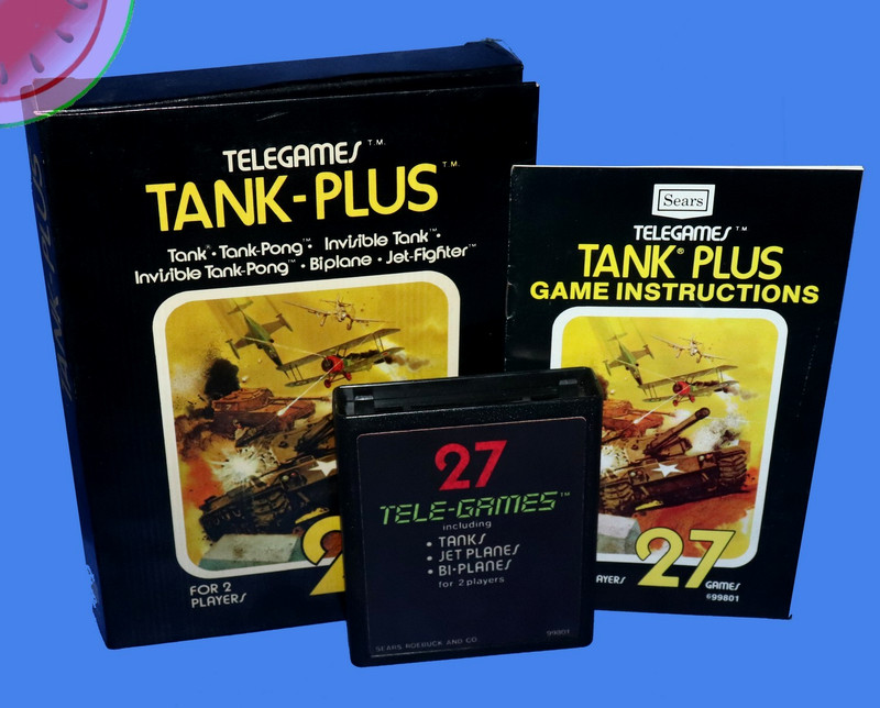 TESTED Atari 2600 Game TANK-PLUS 1st Ed. Gatefold Sears Tele-Games Complete 7800