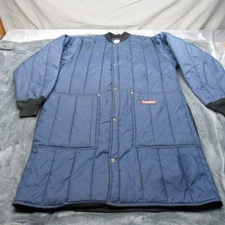 RefrigiWear Jacket Men Large Blue Insulated Cooler Wear Frock Liner Freight Work