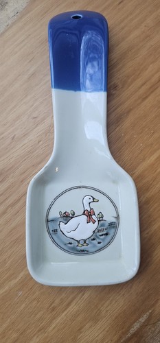 Otagiri Japan Ceramic SPOON REST Decorated With White Goose With Red Bow 