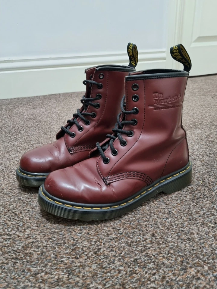 Dr. Martens 1460 Smooth Leather Lace Up Boot - Womens - Size 3 UK - Dark Red, photo 2 of 3