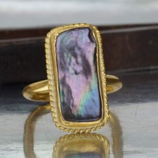 MADE TO ORDER FREE SIZE Omer 925 Silver Handmade Custom Design Gray Pearl Ring