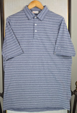 KJUS x MERIT CLUB Mens Size Large Polo Shirt Blue/White Vintage Striped Golf