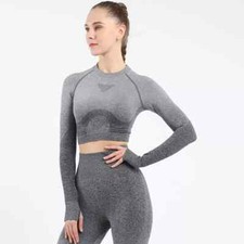 New High waist pushup yoga Gym outfit Leggings crop top set Fitness Size S