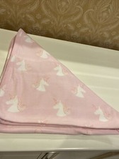 Monica  Andy Pink Baby Girl Unicorn Organic Cotton Receiving Blanket