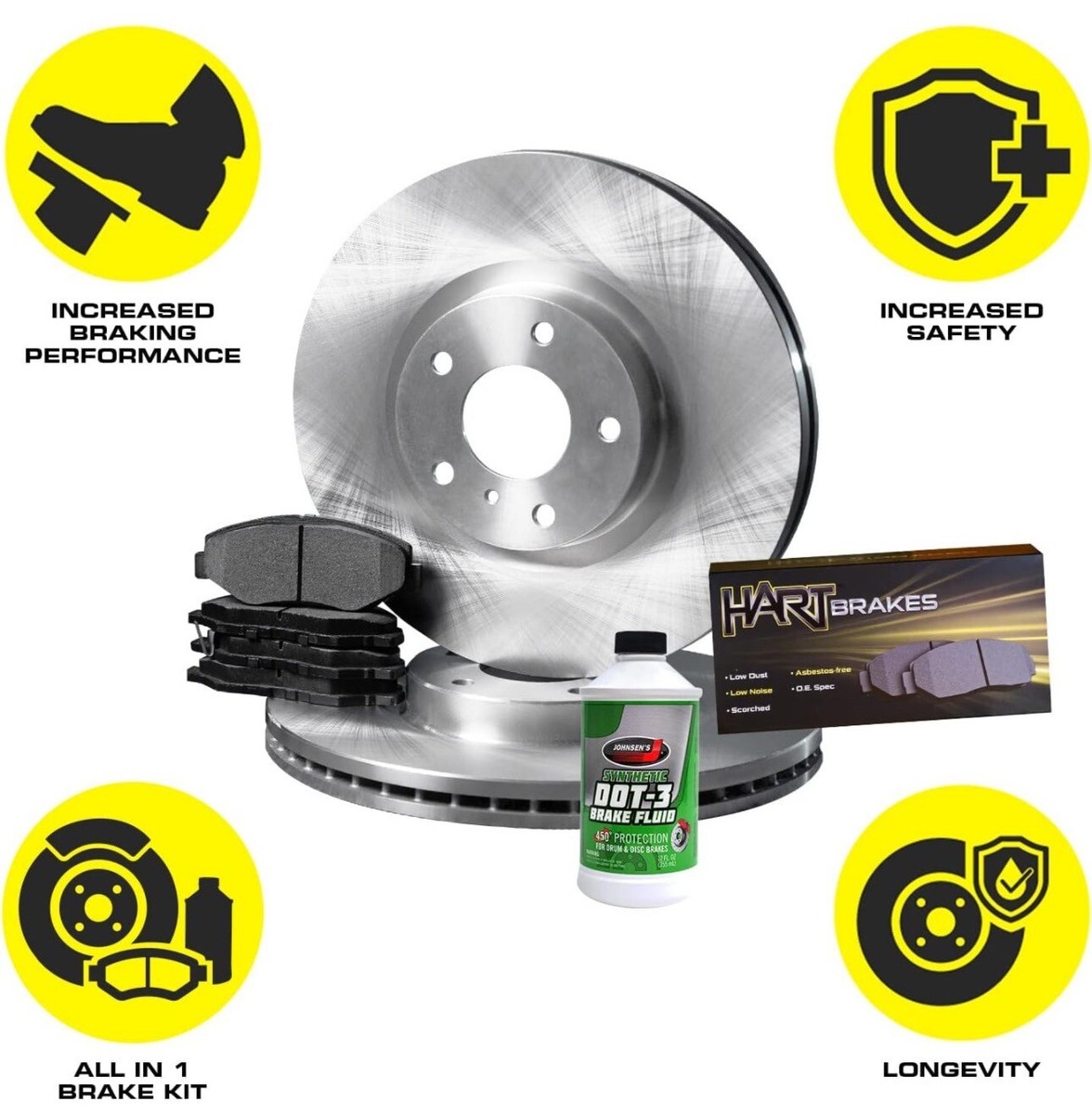 Hart Brakes Bremsen-Set Vorne Für Toyota Echo 2001–2005 – Keramik-Bremsbeläge & Rotoren