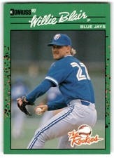 1990 Donruss The Rookies Willie Blair Rookie Toronto Blue Jays #29