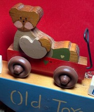 Handmade Wooden Folk Art Wall Piece Kids Room Nursery Teddy Bear Very Cute Gift