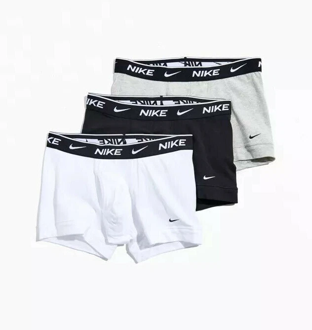 Men Nike Everyday Cotton Stretch Trunks 3 Pack Black Grey White