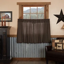 New Primitive Country Farmhouse Rustic BLACK CAFE TIERS Panels Curtains 36"