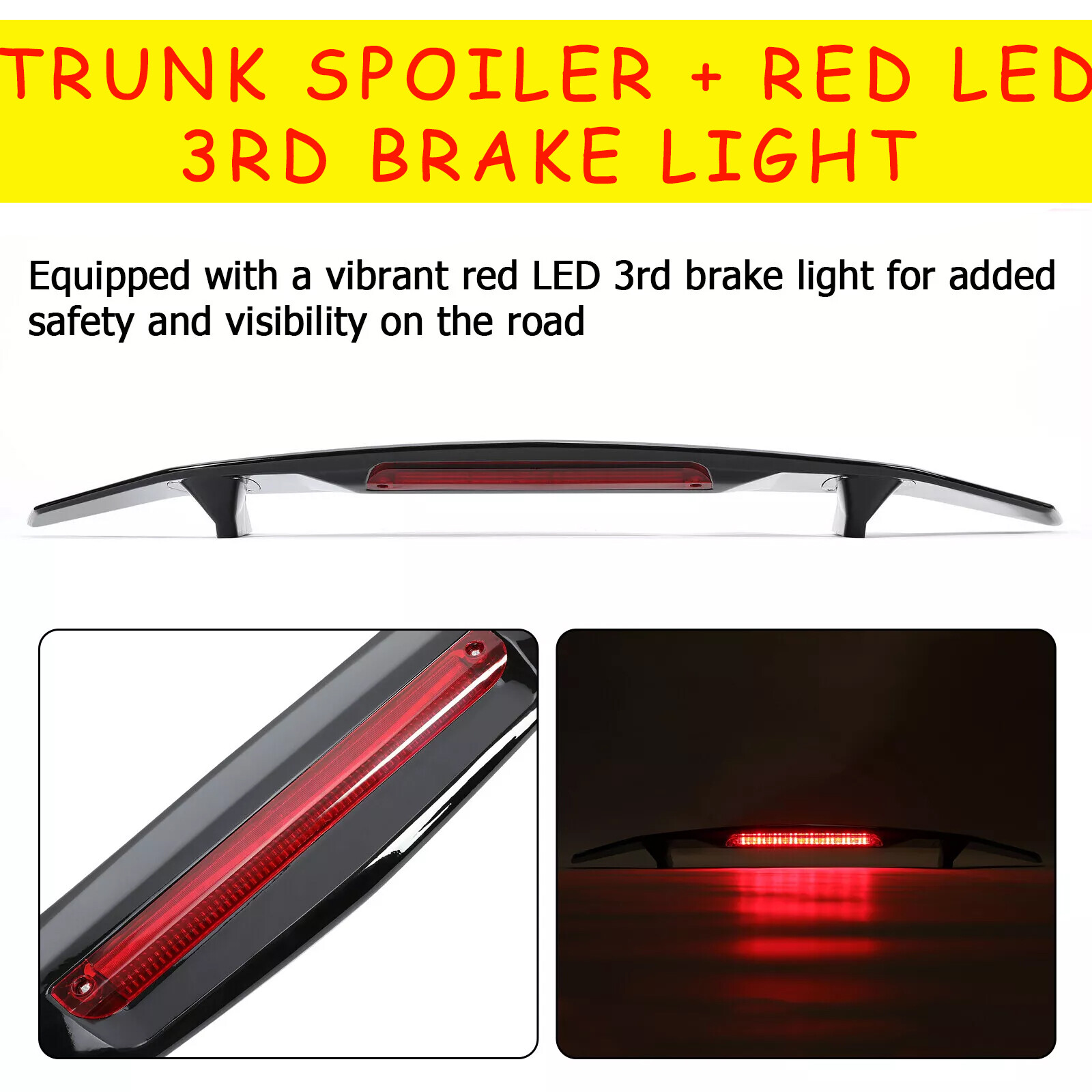 For Maserati GranTurismo 52" GT Rear Wing Spoiler Matte Black with Brake Light