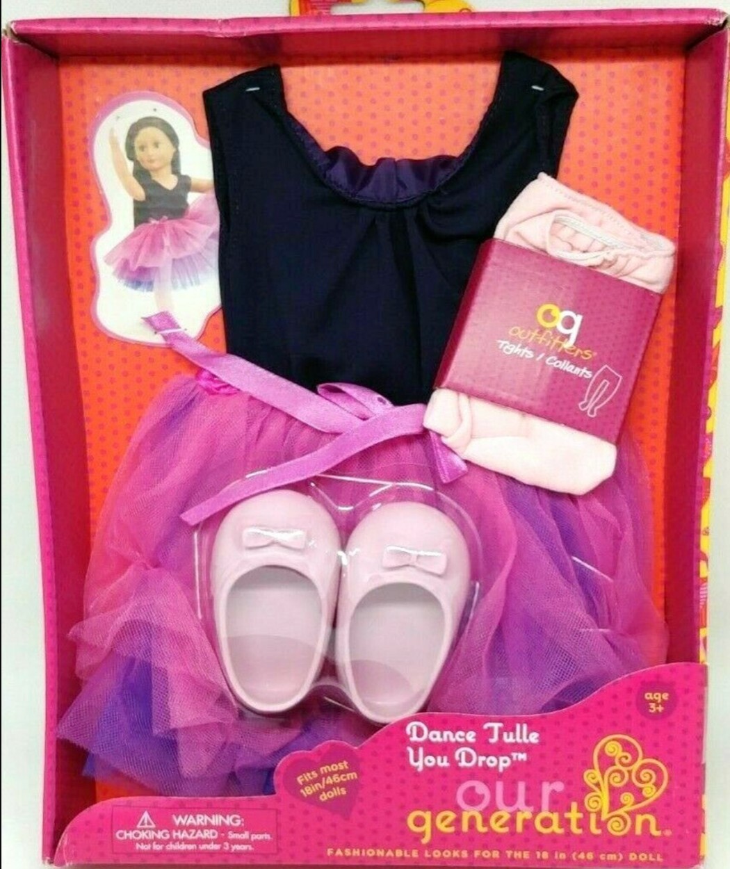NEW Our Generation Dance Tulle You Drop 18" Doll Clothes Tutu Ballet Shoes 