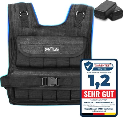 DH FitLife Verstellbare Gewichtsweste 20kg Kompakt u. Stabil zum Muskelaufbau