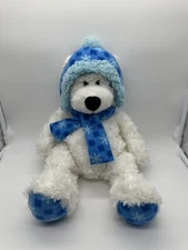Hugfun Soft Plush White Teddy Nicholas Bear 18” Stuffed Animal Snowflake Blue