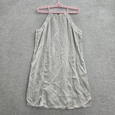 Cloth & Stone Women Dress M Light Gray Shift Frayed Raw Edge Sleeveless Halter