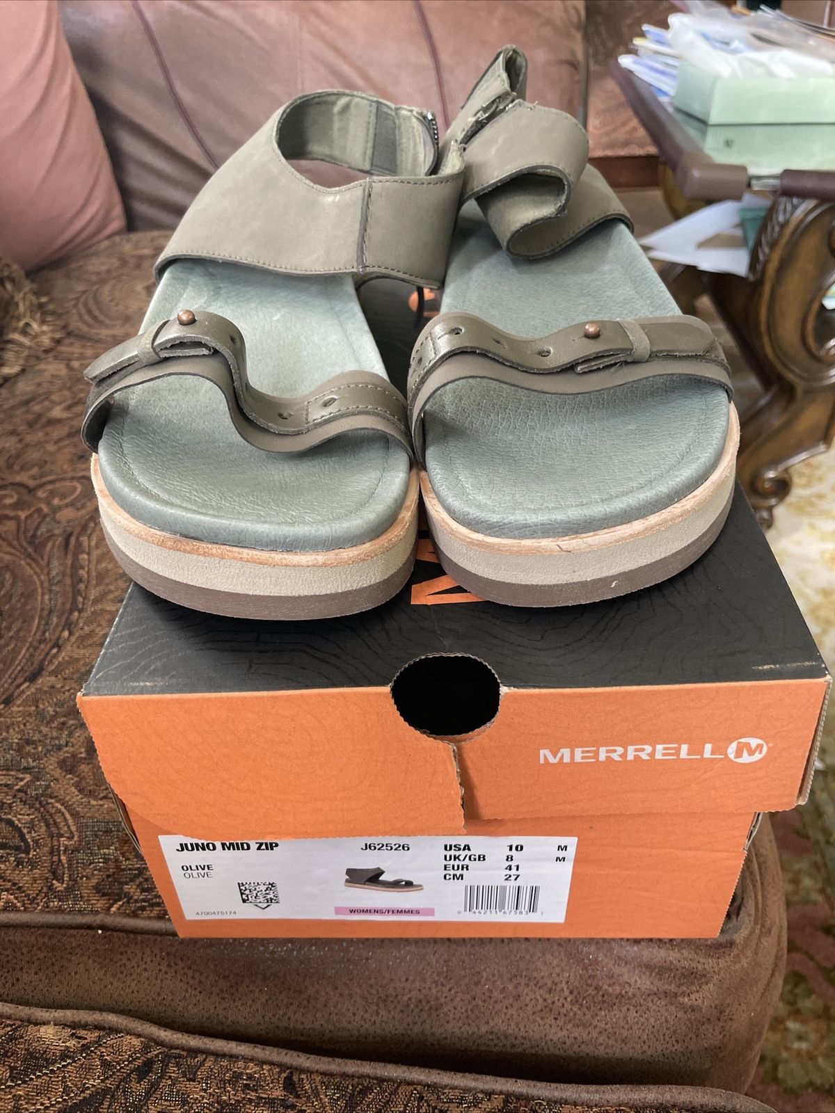 Sandali MERRELL Juno cerniera media donna taglia 10 cinturino posteriore punta aperta scarpe comode