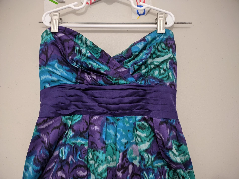 Vestido Moulinette Soeurs Mujer 0 Púrpura Sin Tirantes Acampanado Imperio Floral Geométrico Foto 3 de 4