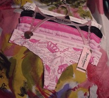 5 NEW JUICY COUTURE JC8239 5PKET MF LOGO WAIST NO PANTY LINES THONG PANTIES M
