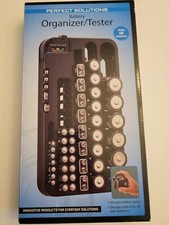PERFECT SOLUTIONS BATTERY ORGANIZER/TESTER PS5197BK, HOLDS 68 BATTERIES, NIB