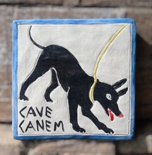 CANEM DOG ATTENTIVE TERRACOTTA GLAZED FIRE PAINTED CELLAR CM 20X20 APPROX.
