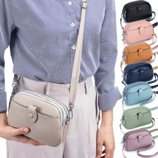 Womens Crossbody Shoulder Bag Cell Phone Purse Leather Triple Zip Wallet Handbag
