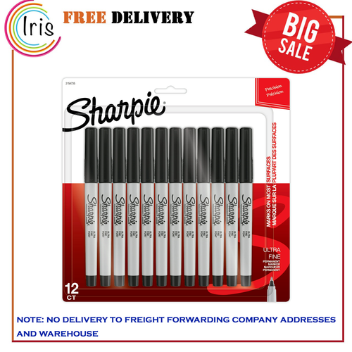 Sharpie Permanent Markers, Ultra Fine Point, Black, 12 Count eBay