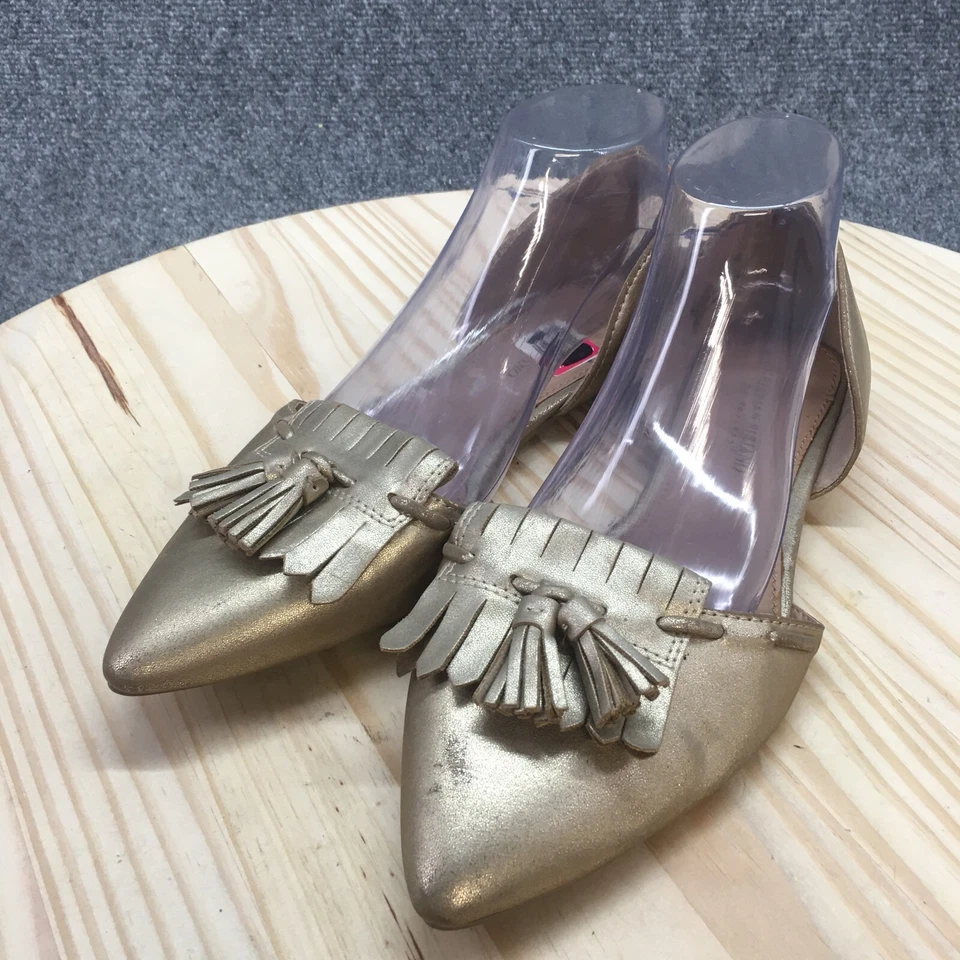 Christian Siriano Sandals Womens 10 W Tassel Kiltie Slip On Pointed Flats Gold - Image 3 of 4