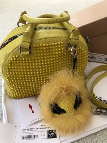 CHRISTIAN LOUBOUTIN YELLOW LEATHER PANETTONE SPIKED BOWLER BAG: Auth, Preowned - Picture 10 of 12