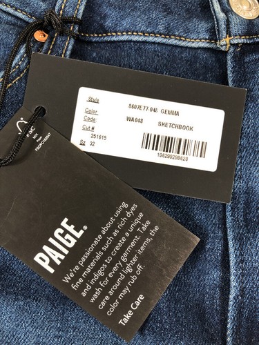 Neu mit Etikett Paige Denim Gemma Damenjeans hoher Bund Zigarettenbein Größe 32 in Skizzenbuch - Bild 14 von 21