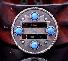 10X Turquoise Cowboy Western Saddle Tack Leathercraft Belt Slotted Concho 1-1/2"