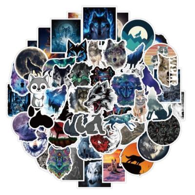 - 50 Stück Wild Wolf / Wildlife Wolf Style Stickerbomb Mix