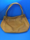 SOPHIA CAPIRELLI GOLDEN LEATHER DOUBLE HANDLE TOTE SATCHEL MAGNET CLOSE POCKETS
