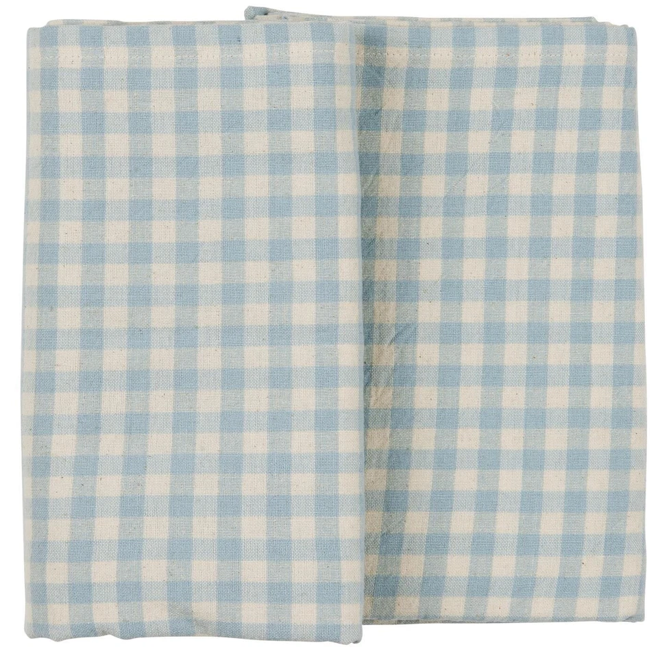 Tischdecke Viggo quadratisch hellblau mit naturfarbigen Karos von Ib Laursen