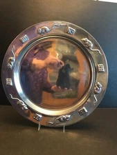 Polished Aluminum Mariposa Tray Round Platter Mouse Mice and Cheese 13.5" VTG