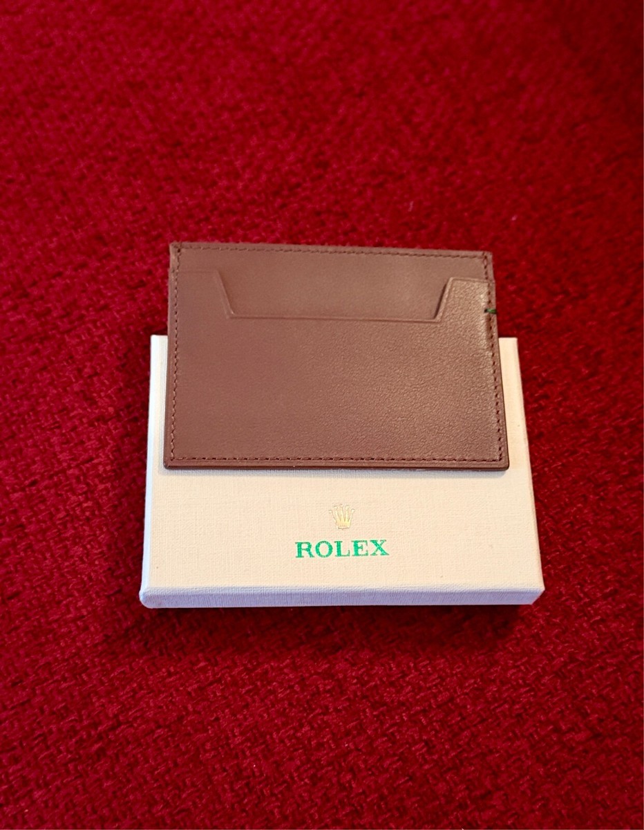 Rolex Leather Credit Cardholder Wallet Signature Brown | Genuine