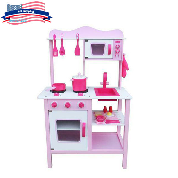 Kids Kitchen Playset Refrigerator Microwave Oven Stove Sink