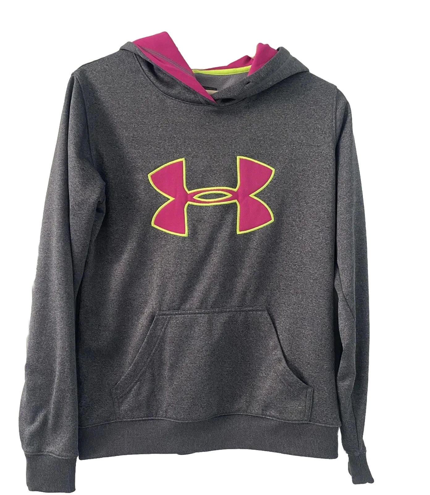 Under Armour Storm Semi Fitted Pullover Hoodie Sweatshirt Womens Small Gray Pink