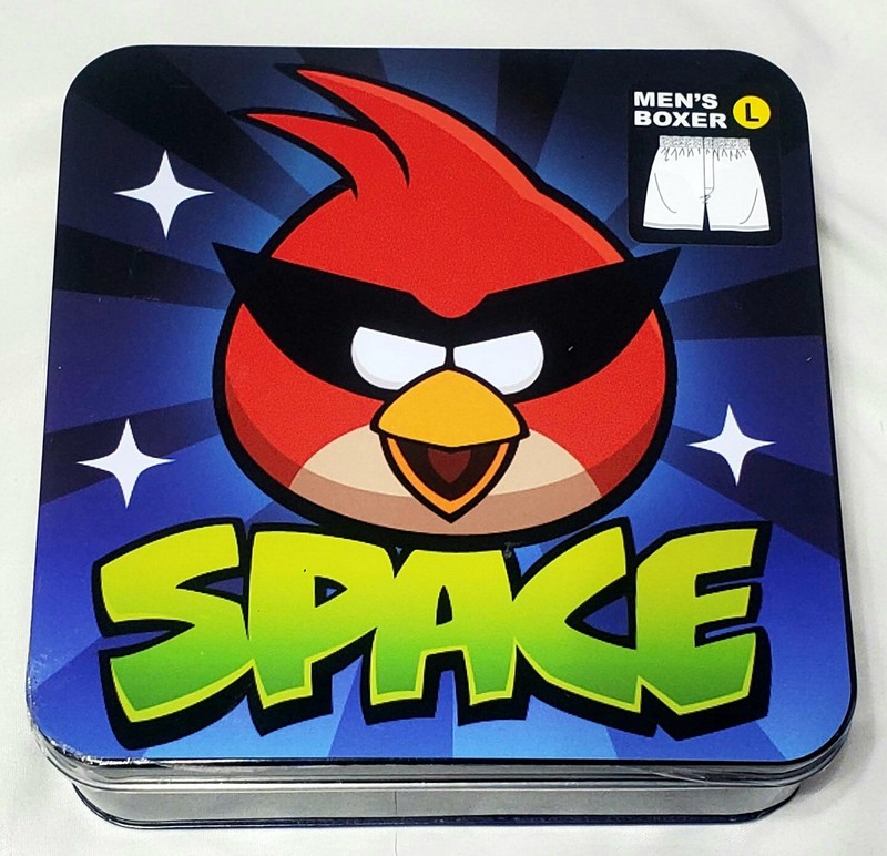 ANGRY BIRDS SPACE Men's Boxer Size Large L Collector's Tin New Sealed