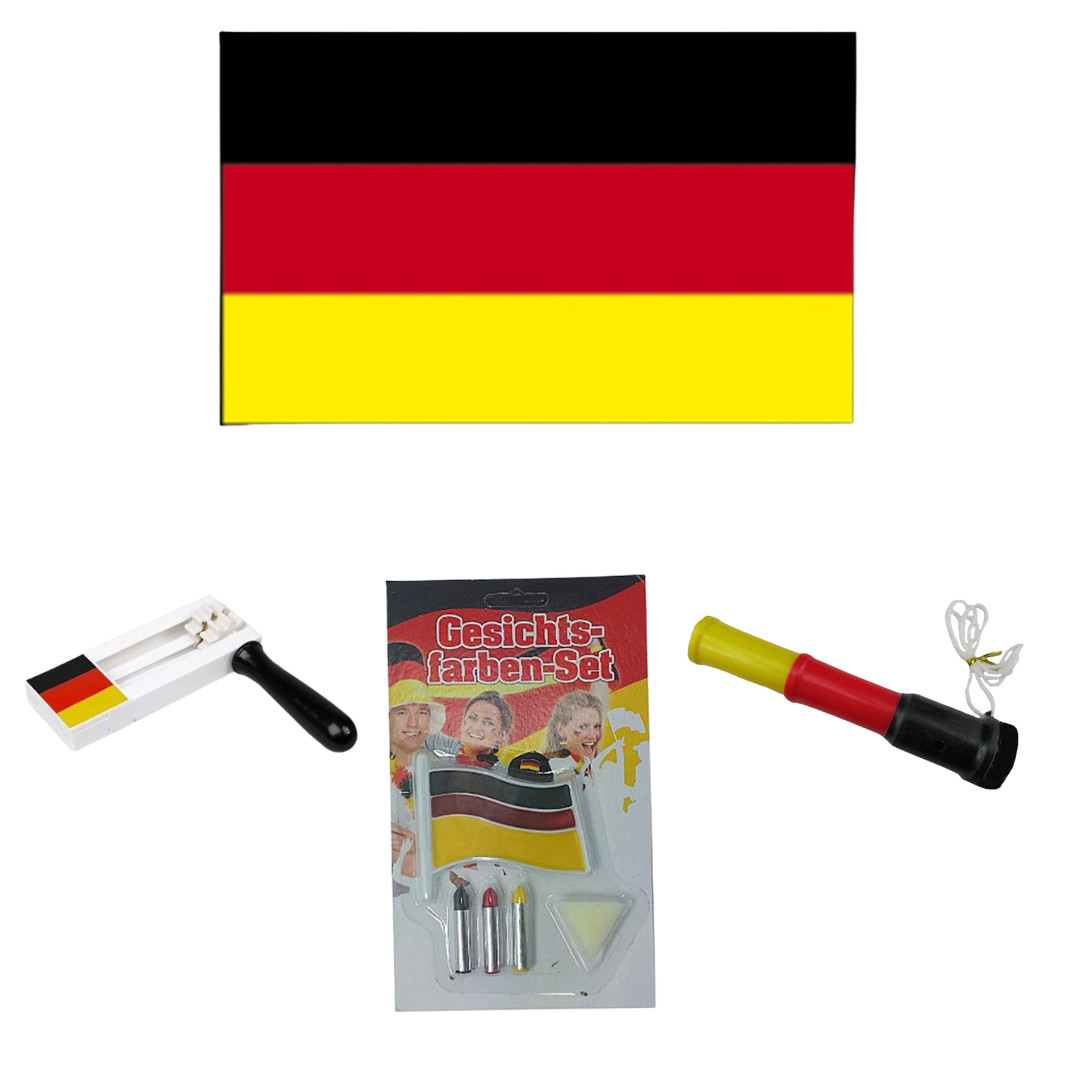 Kit supporter Allemagne premium avec grand drapeau et écharpe jacquard haut de gamme