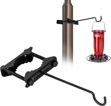 Bird Feeder Hanger Hook for 0.9-2.7" Pole, Iron Clamp-On Deck for... 