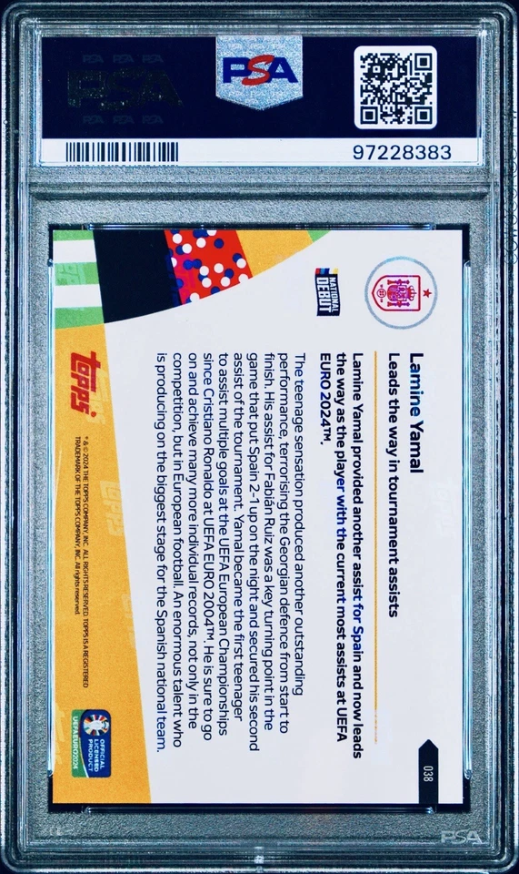 💥2024 Topps Now Uefa Euro #38 Lamine Yamal Rookie PSA 10 💎 - Image 2 of 3