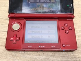 Nintendo 3DS Red Handheld System Wi-Fi Capability CTR-001 Bundle w Super Mario 2