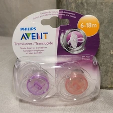 Philips Avent Orthodontic Translucent Soft Silicone Pacifier 6-18m Purple Pink