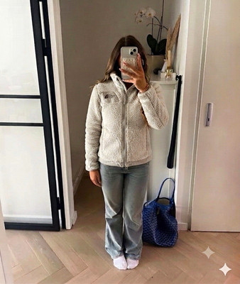 The North Face Damen Fleecejacke M Grau kurz Langarm Reißverschluss Freizeit