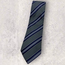 GIORGIO ARMANI Men's Silk Tie ITALY LUXURY Gray Navy Blue Striped W:3.8" EUC