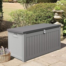 SunTime Ontario 190L Outdoor Plastic Garden Furniture Storage Box With Strapped