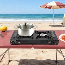 Camping Stove Butane 2500W x2 Burners Cooking Burner w/ Portable Tray Case