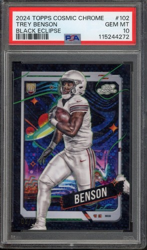 2024 Topps Cosmic Chrome TREY BENSON #102 RC Rookie SSP Black Eclipse /10 PSA 10