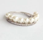 Vintage Ring beads and White stones Sterling Silver 925 Women Jewelry size 6