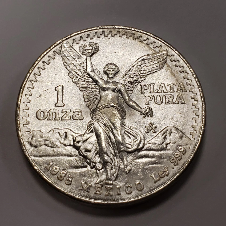 1985 Mo Mexico Libertad Onza 1 oz .999 Silver - Very Choice BU - SKU-Q2409.a - Image 3 of 4